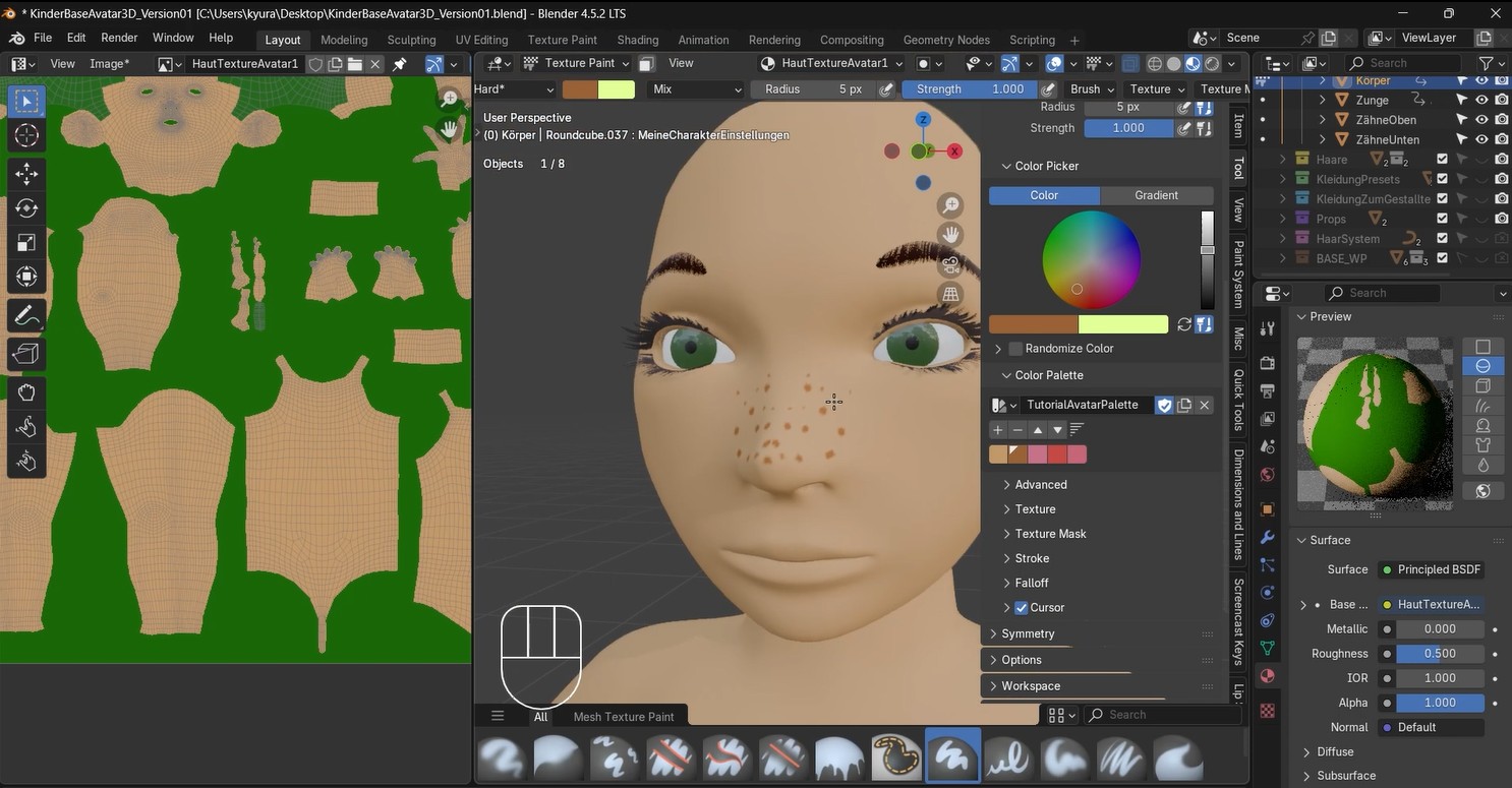 Blender - Teil 2 - 3D-Avatar - Haut-Texturen gestalten